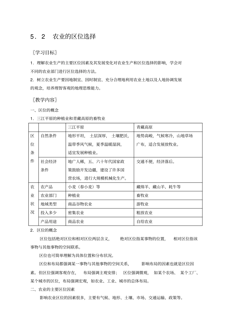 农业的区位选择_第1页