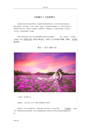 农旅融合十大创意模式