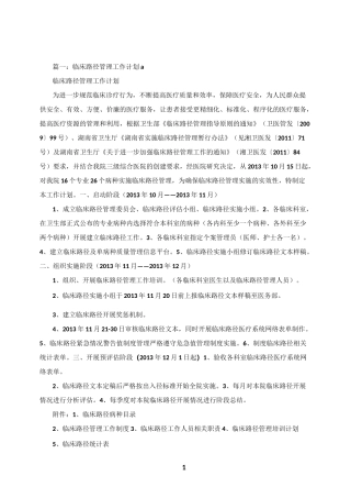 临床路径工作计划