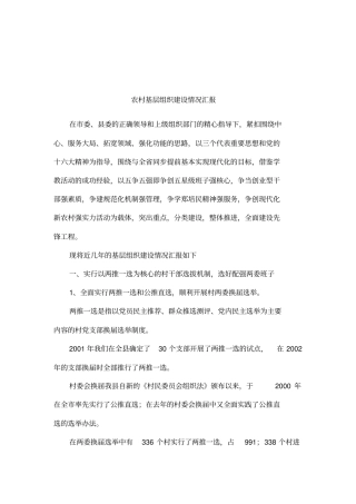 农村基层组织建设情况汇报_1
