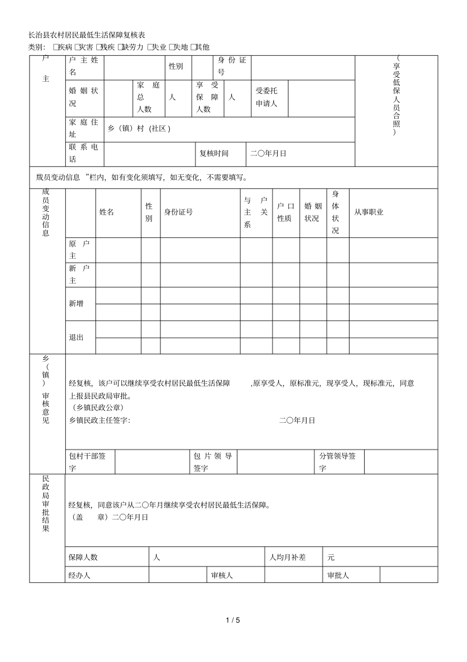 农村居民最低生活保障复核表001_第1页