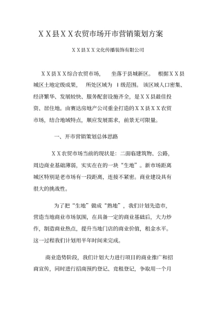 农贸场开营销策划方