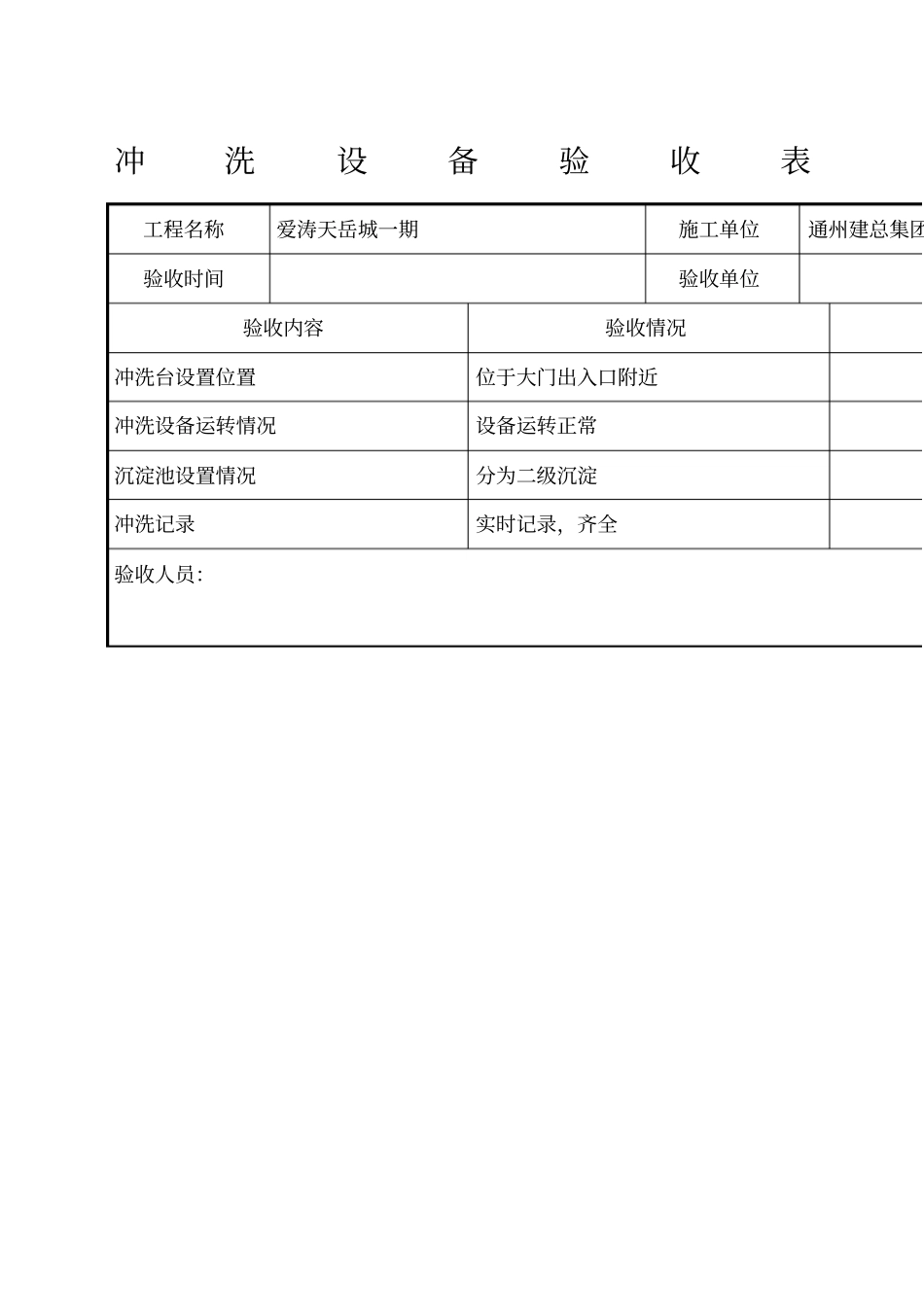 冲洗设备验收表_第1页