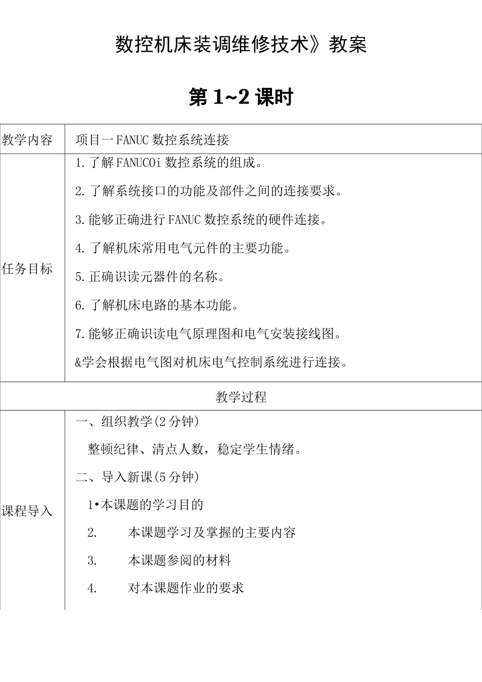 数控机床装调维修技术教案_第1页