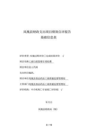 凤凰财政支出项目绩效自评报告