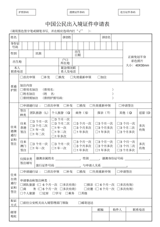 出入境申请表