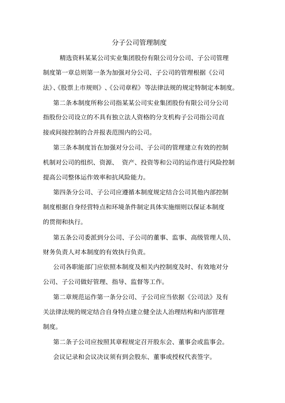 分子公司管理制度_第1页