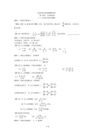 分式知识点总结和测验题讲义