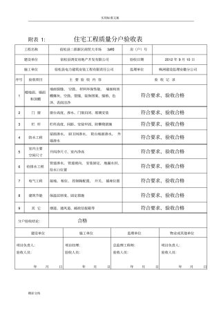 分户验收表格填写示例