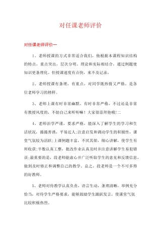对任课老师评价