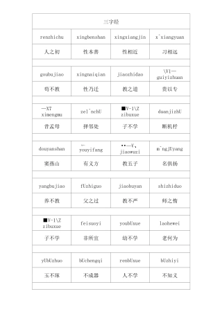 三字经全文带拼音正版
