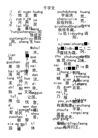 千字文全文带拼音