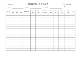切削液配制记录表