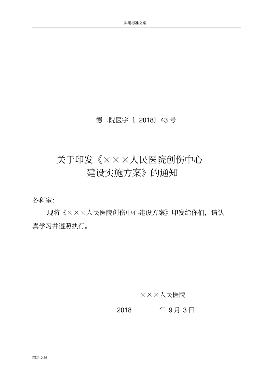 创伤中心建设方案的设计文件资料_第1页