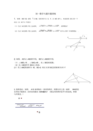 初一数学大题专题训练提高训练
