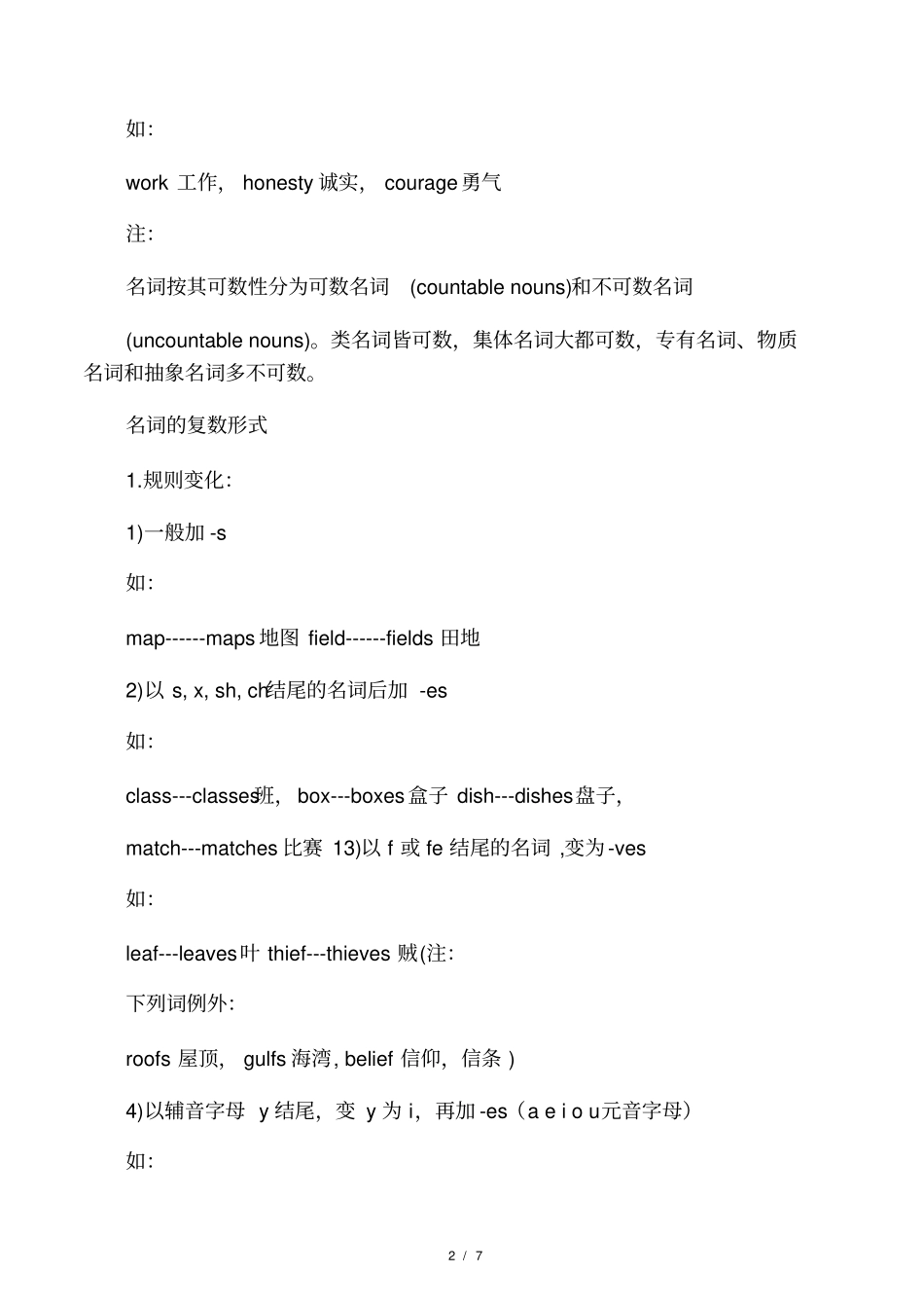 初一英语语法名词复数和名词所有格_第2页