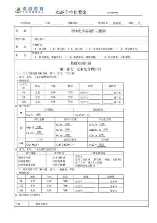初三化学总复习各章节考点