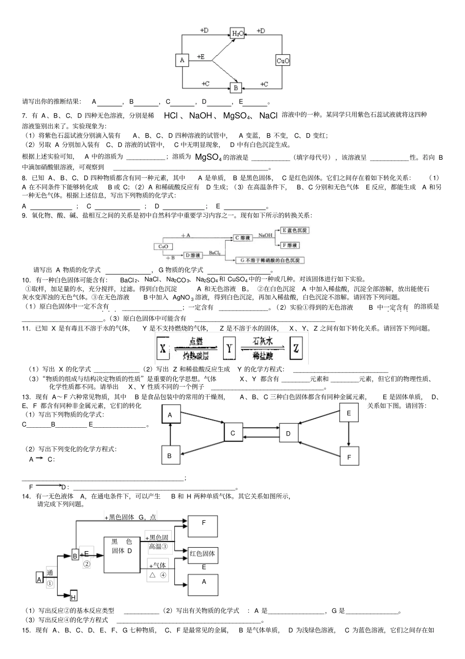 初三化学推断题专辑_第2页