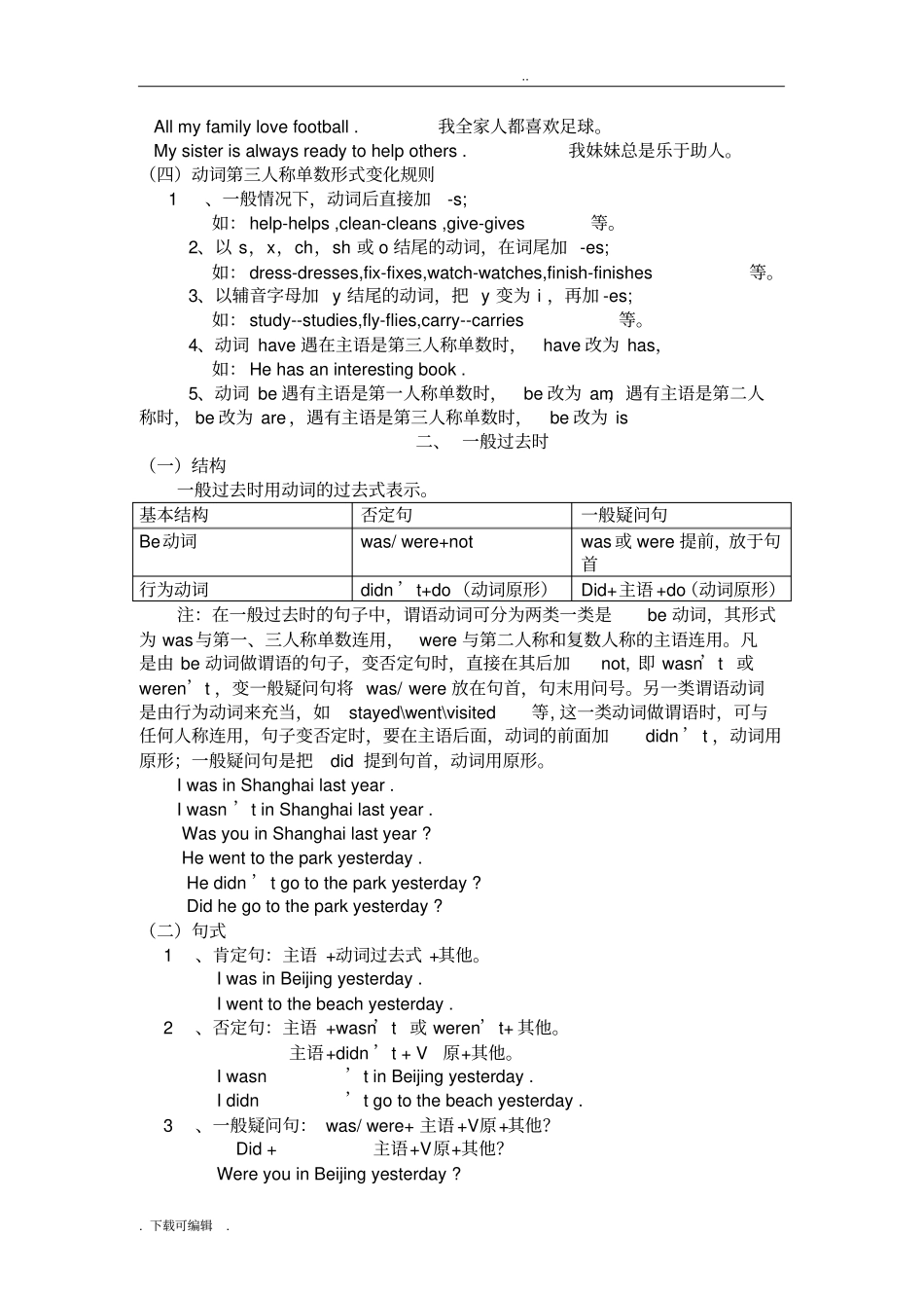 初中八种时态的构成与常用时间状语对照表_第3页