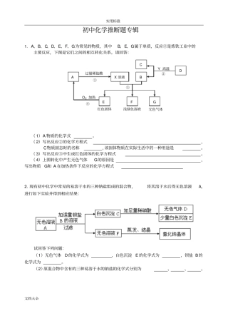 初中化学推断题专辑有问题详解