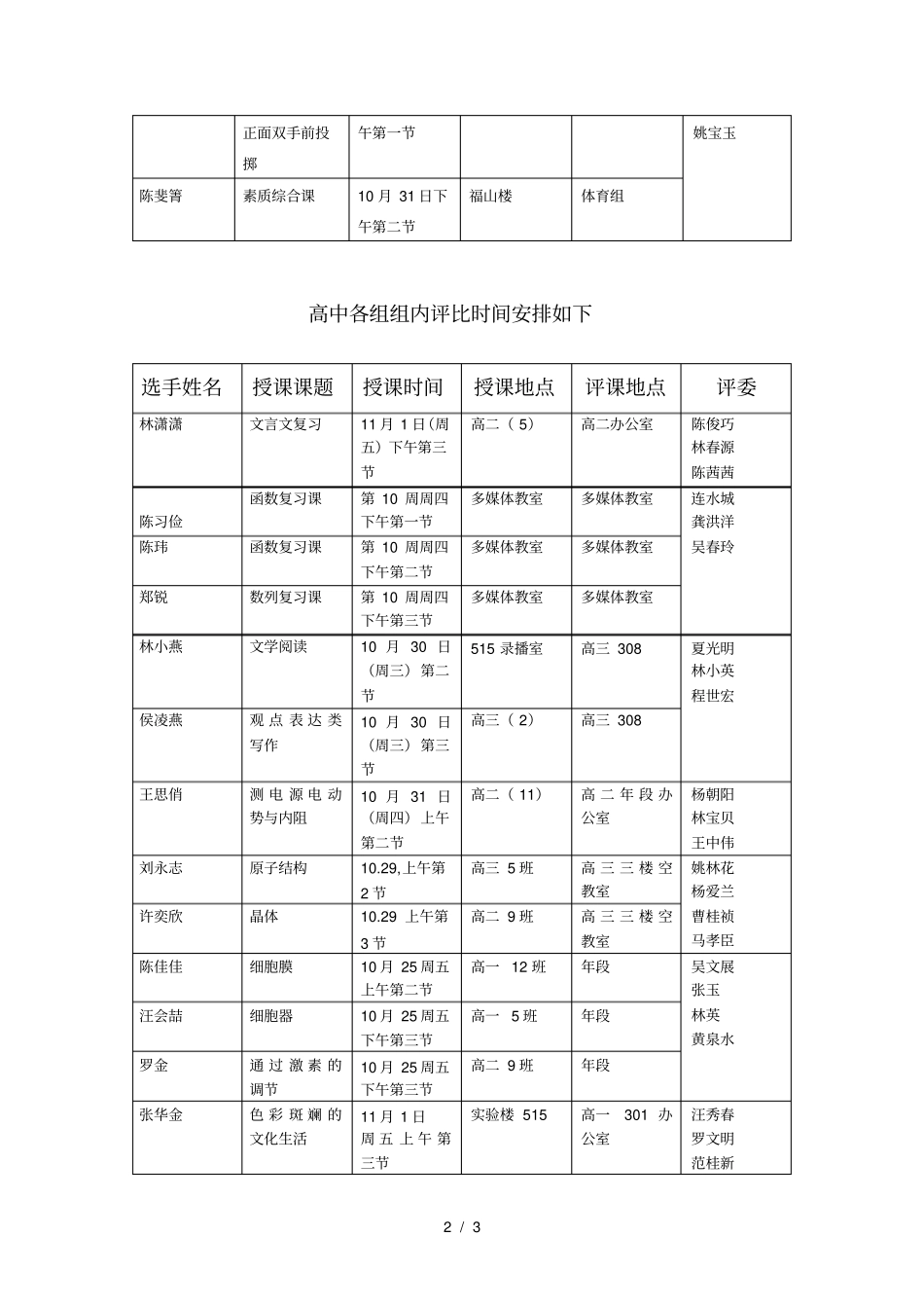 初中各组组内评比时间安排如下_第2页