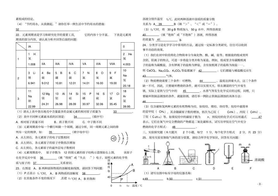 初中学业水平考试化学模拟试题三_第3页