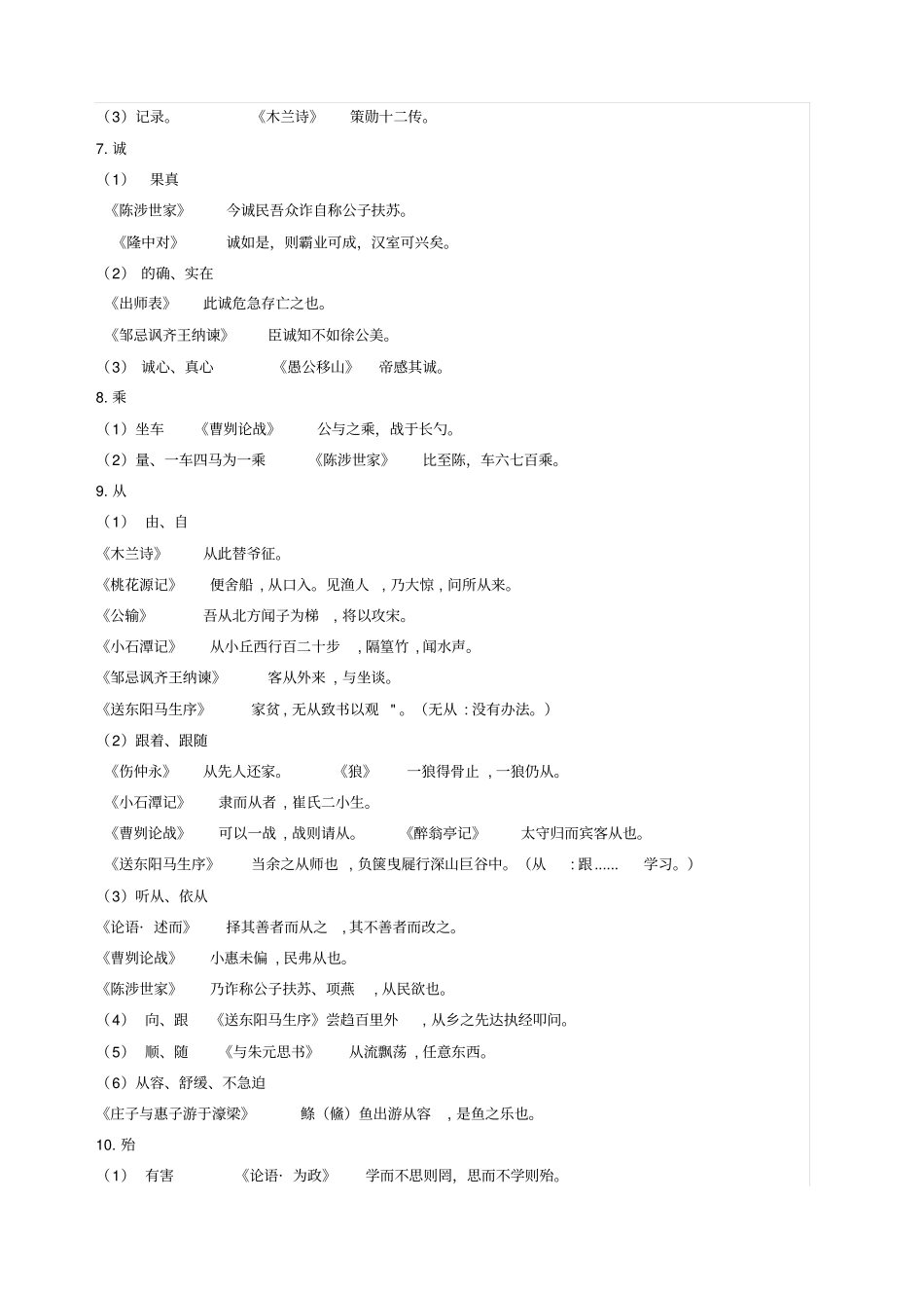 初中常见文言文常用词语已_第2页