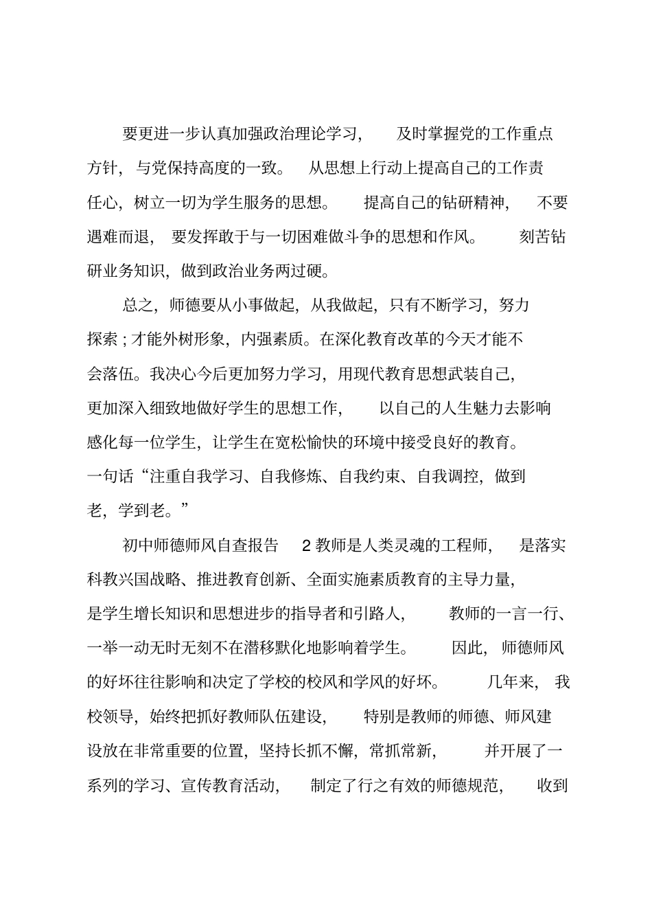 初中师德师风自查报告_第3页