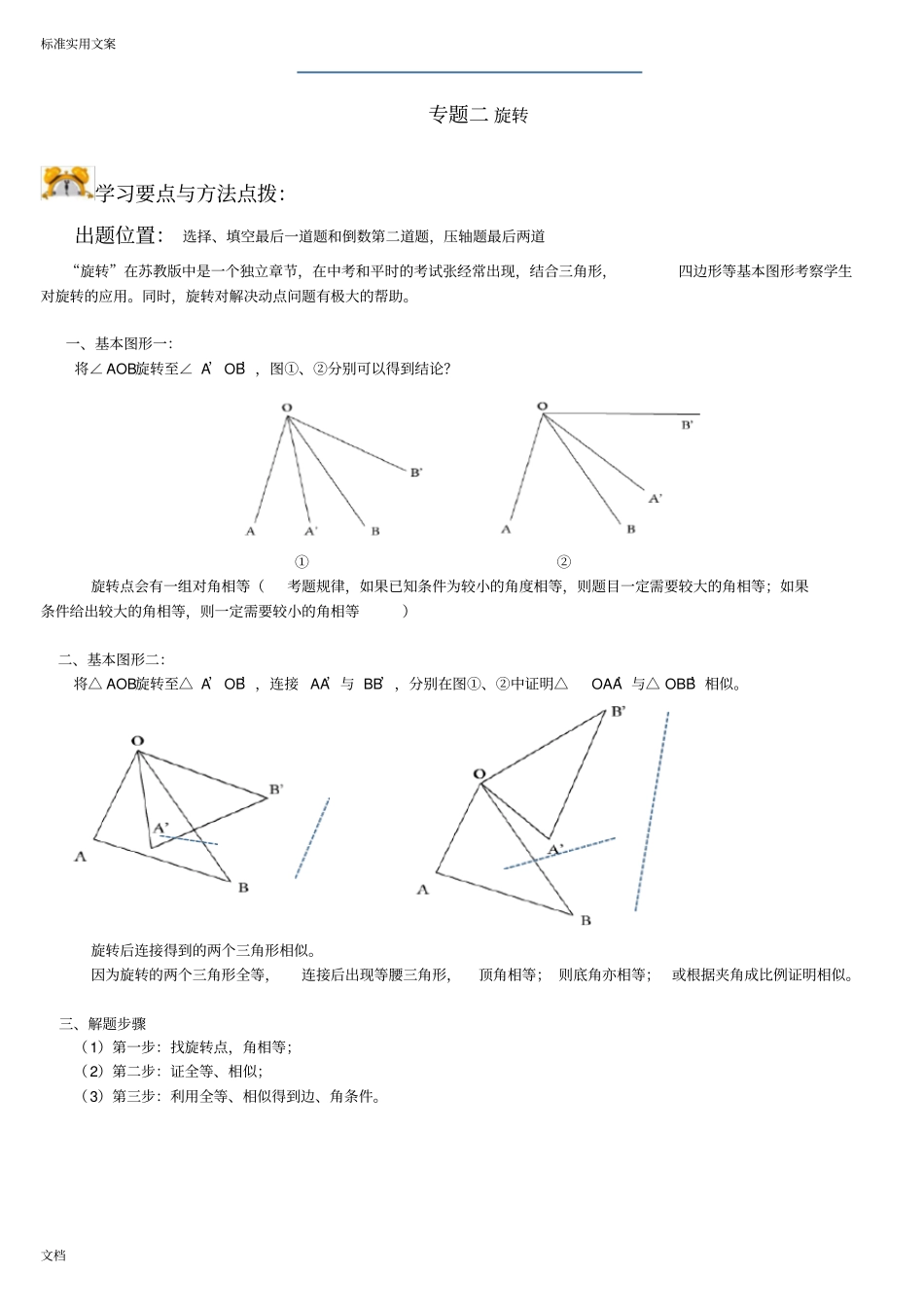 初中数学专题：旋转问题_第1页