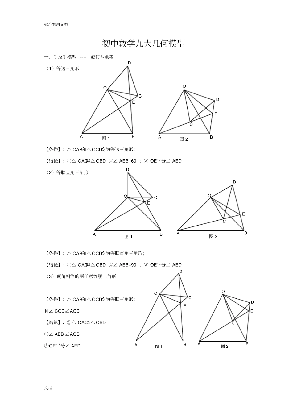初中数学九大几何模型_第1页