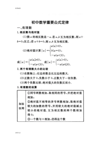 初中数学重要公式全面汇总情况