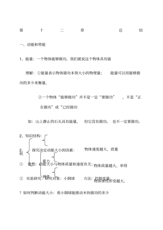 初中物理机械能知识点总结