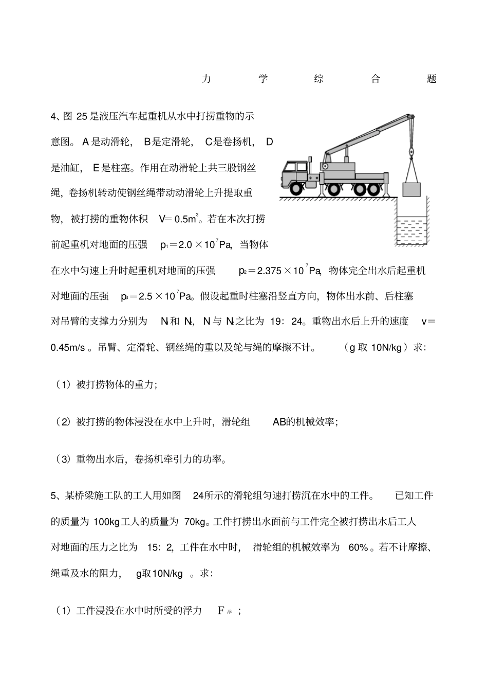 初中物理滑轮综合试题_第1页