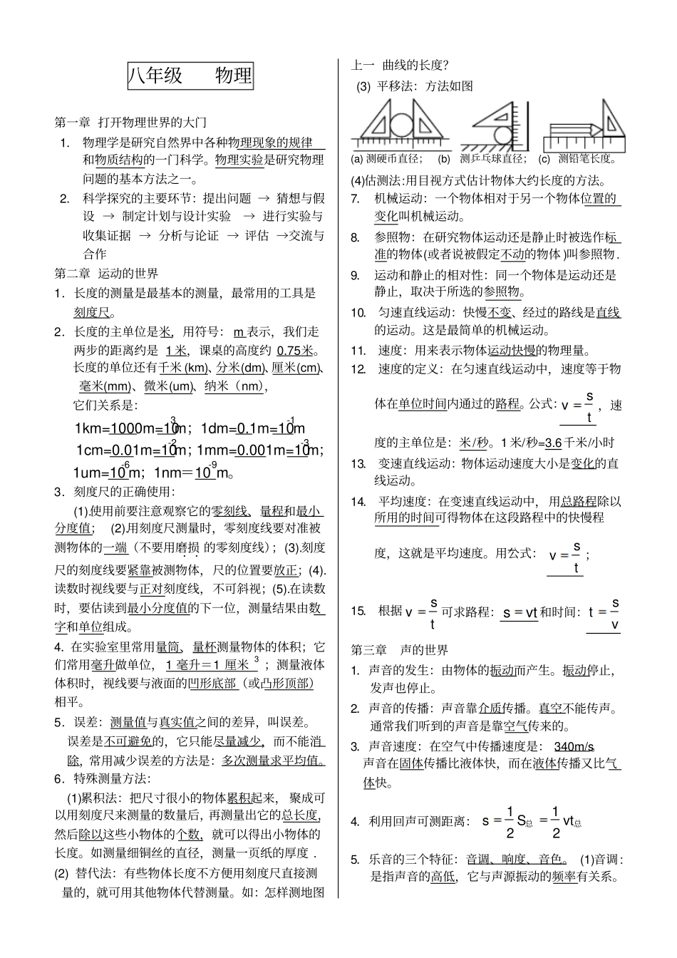 初中物理知识点大全沪科版_第1页