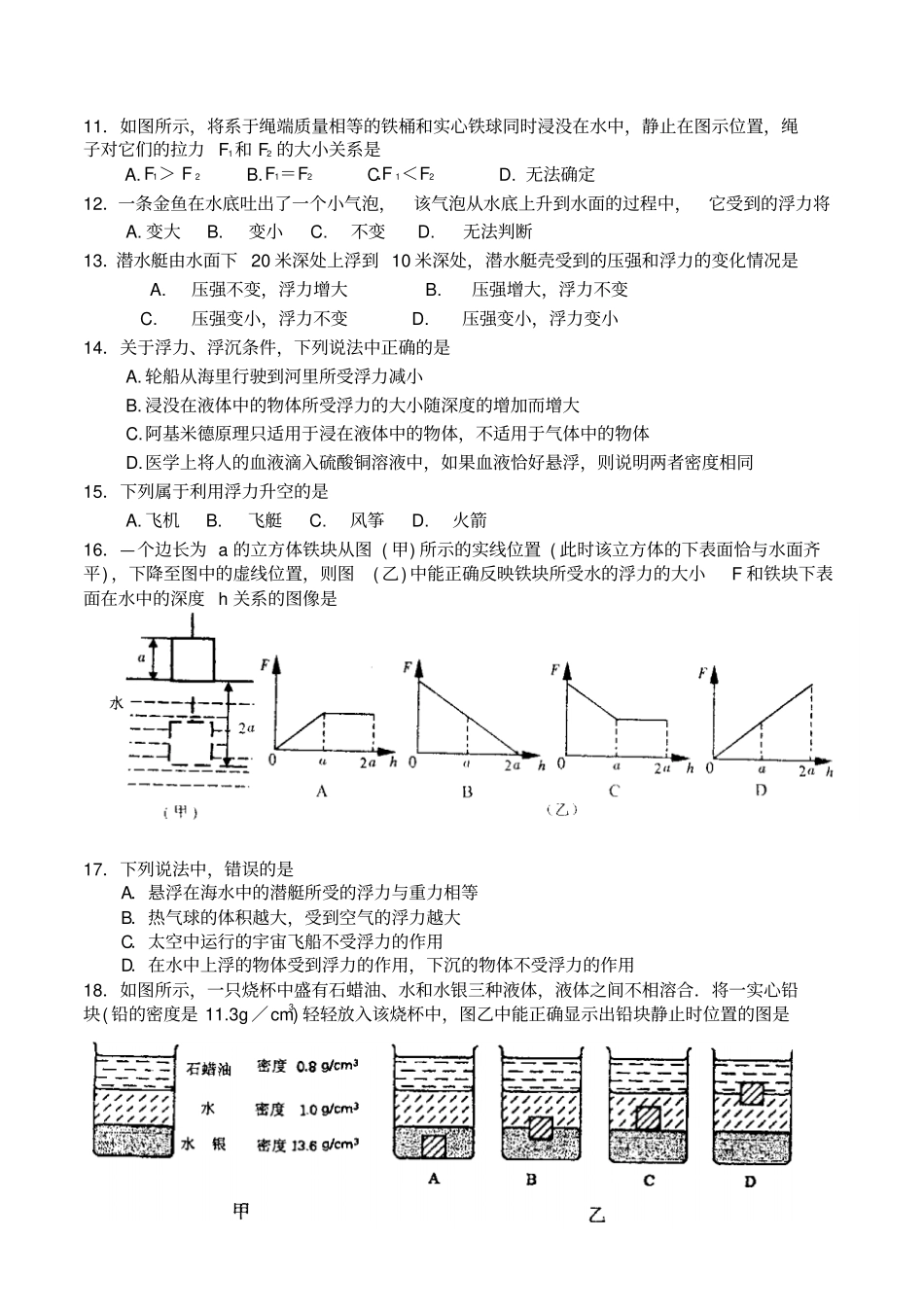 初中物理绝对经典80道难题--浮力_第2页