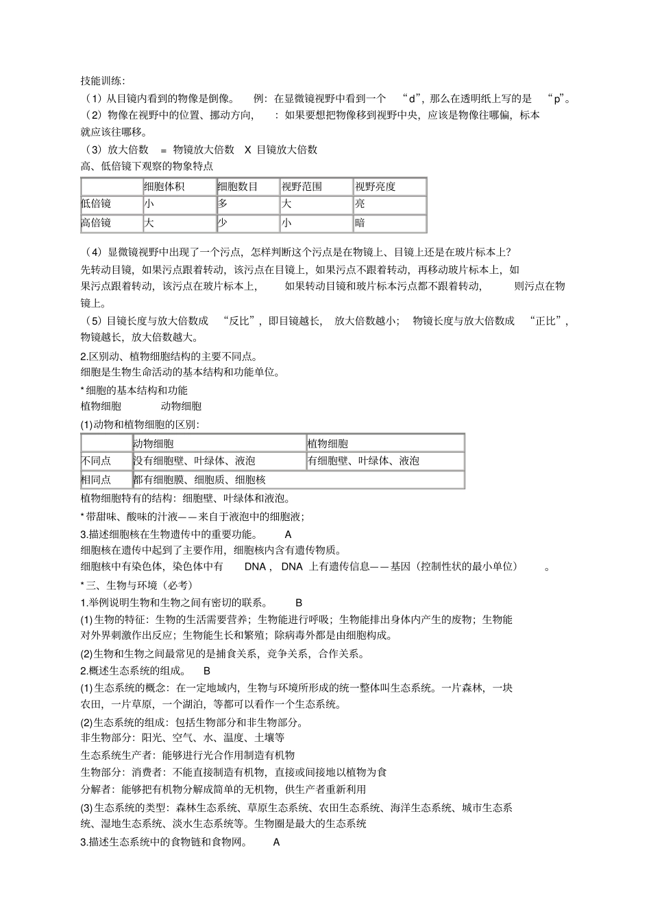 初中生物中考重要知识点_第2页