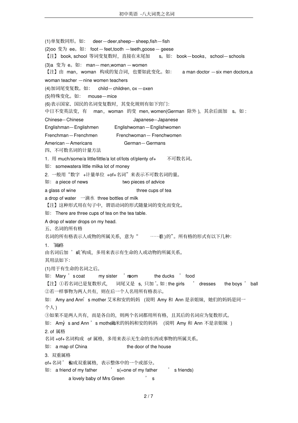初中英语-八大词类之名词_第2页