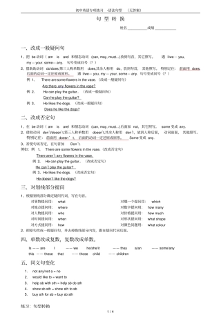 初中英语专项练习-语法句型无答案