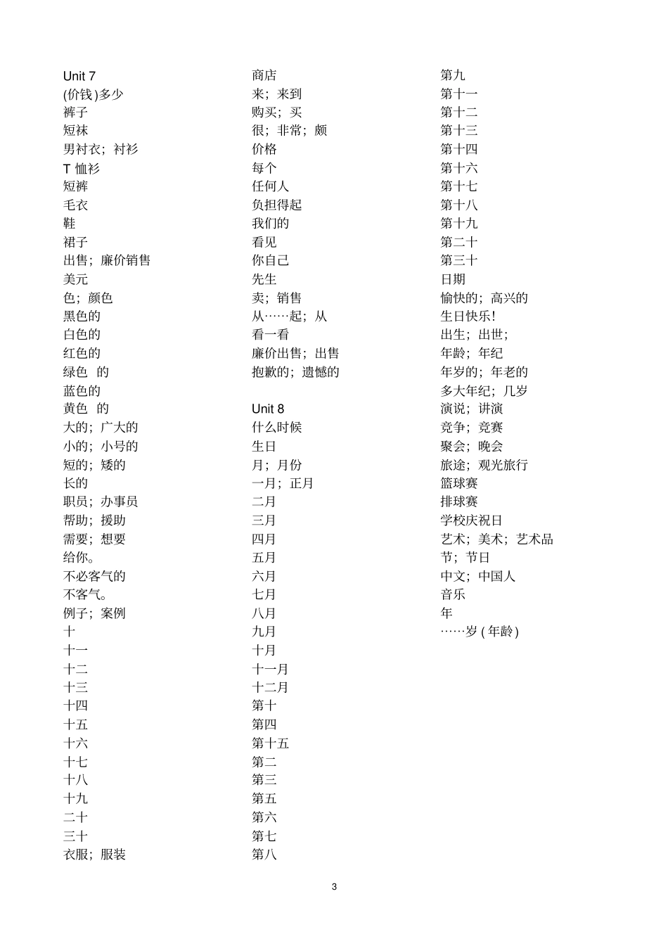 初中英语单词汇总中文教材_第3页