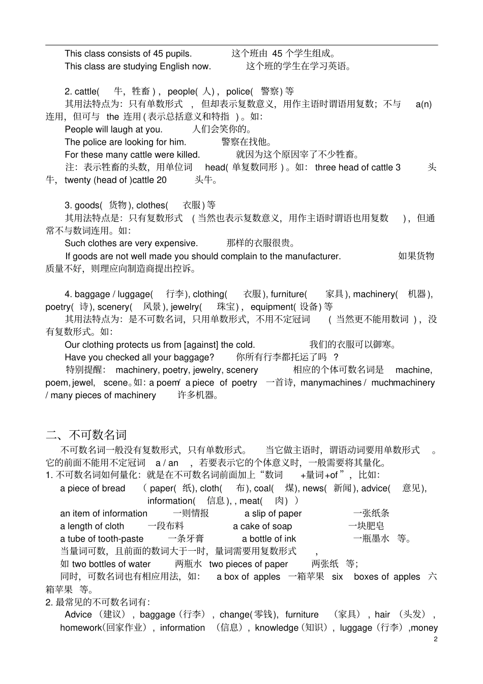 初中英语可数名词和不可数名词的区分_第2页
