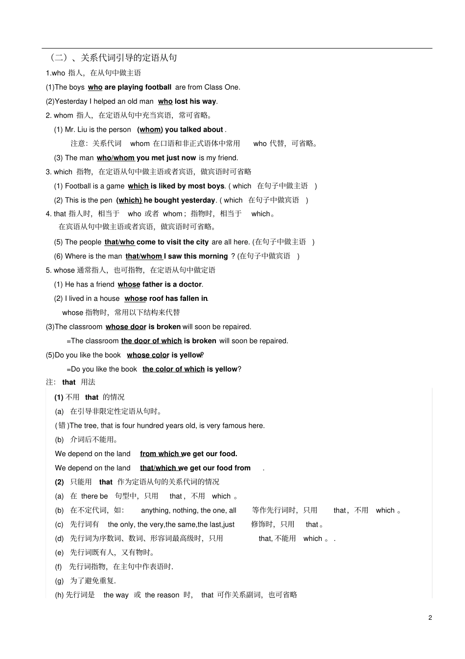 初中英语定语从句讲解、练习与答案_第2页