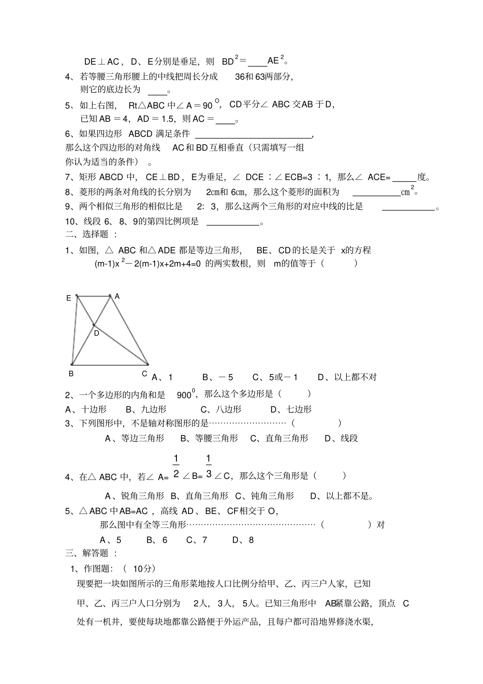 初二下综合题四边形与相似_第2页