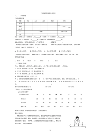 初二物理凸透镜成像复习题附标准答案