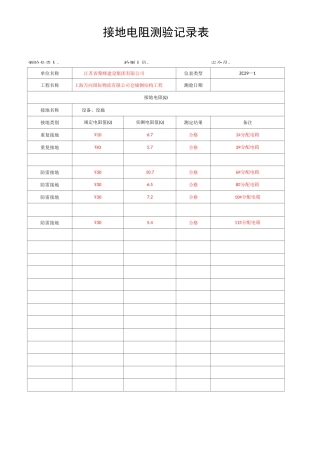 接地电阻测验记录表