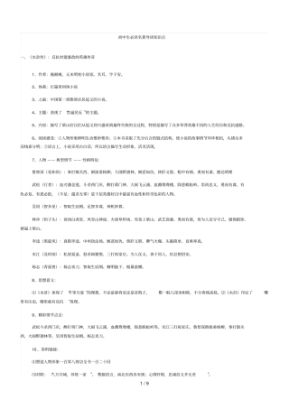 初级中学生必读名著导读知识点