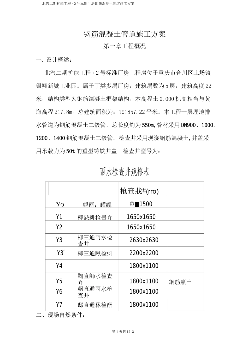 (完整word版)钢筋混凝土管道施工方案_第1页