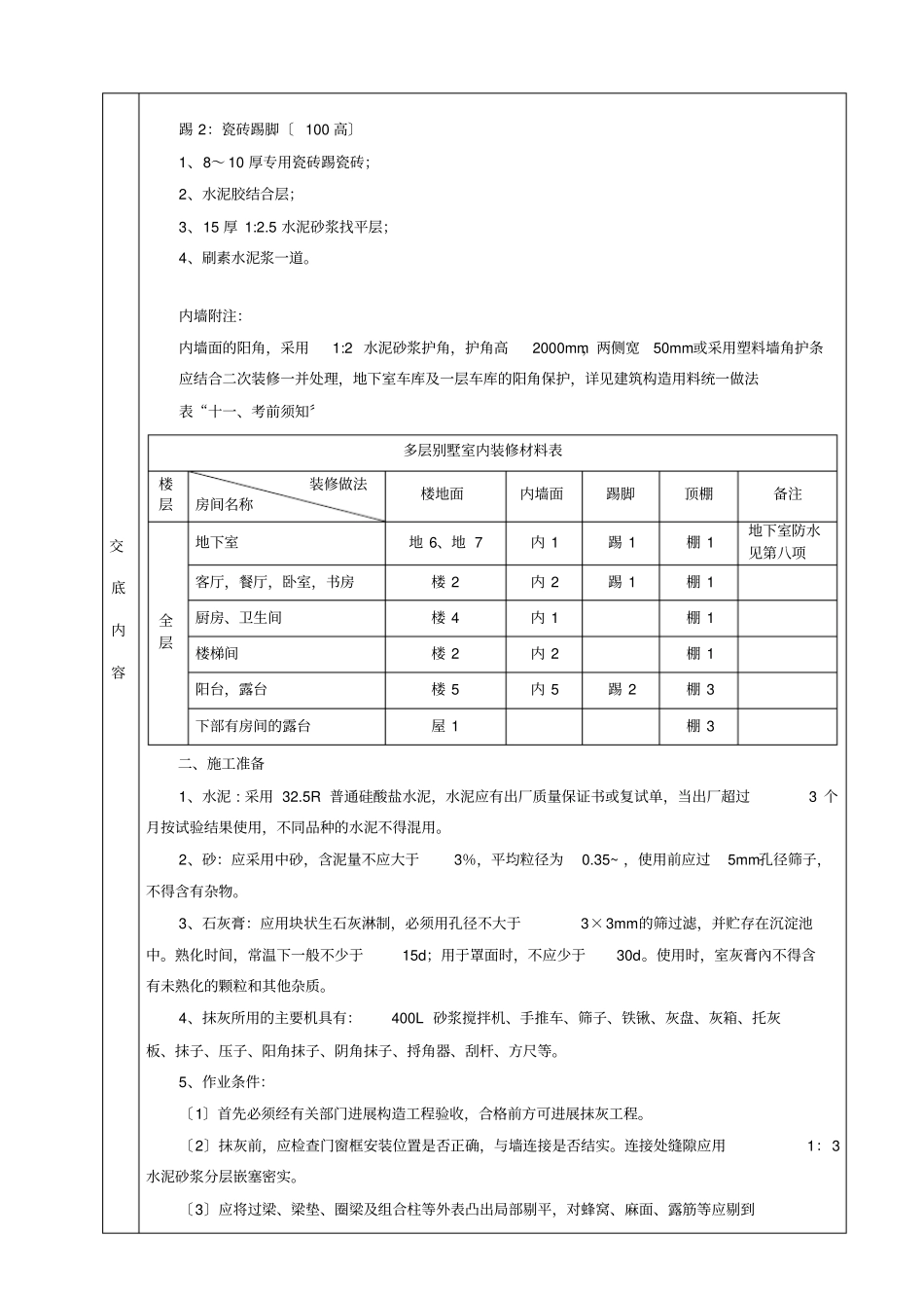 别墅内墙抹灰施工方案技术交底_第2页