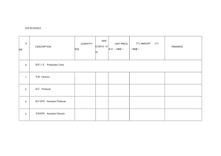 制作费用明细表