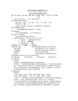 制冷原理知识点总结剖析