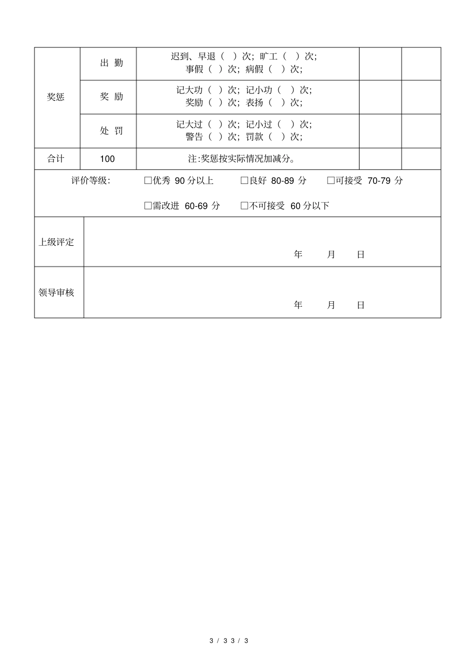前台绩效考核表_第3页